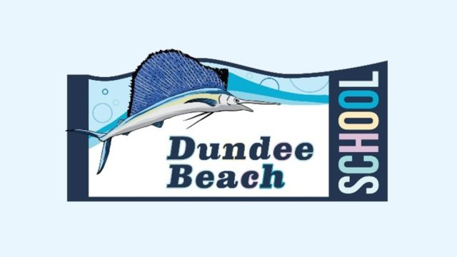 Dundee Beach School logo, a sailfish over the school name